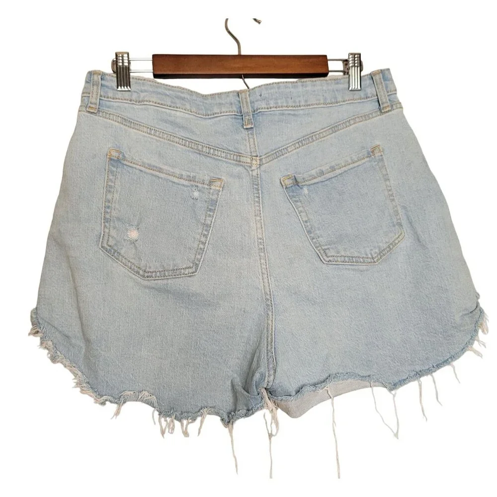 Wild Fable Super High Rise Rolled Cuff Denim Shorts Light Wash Distressed 10